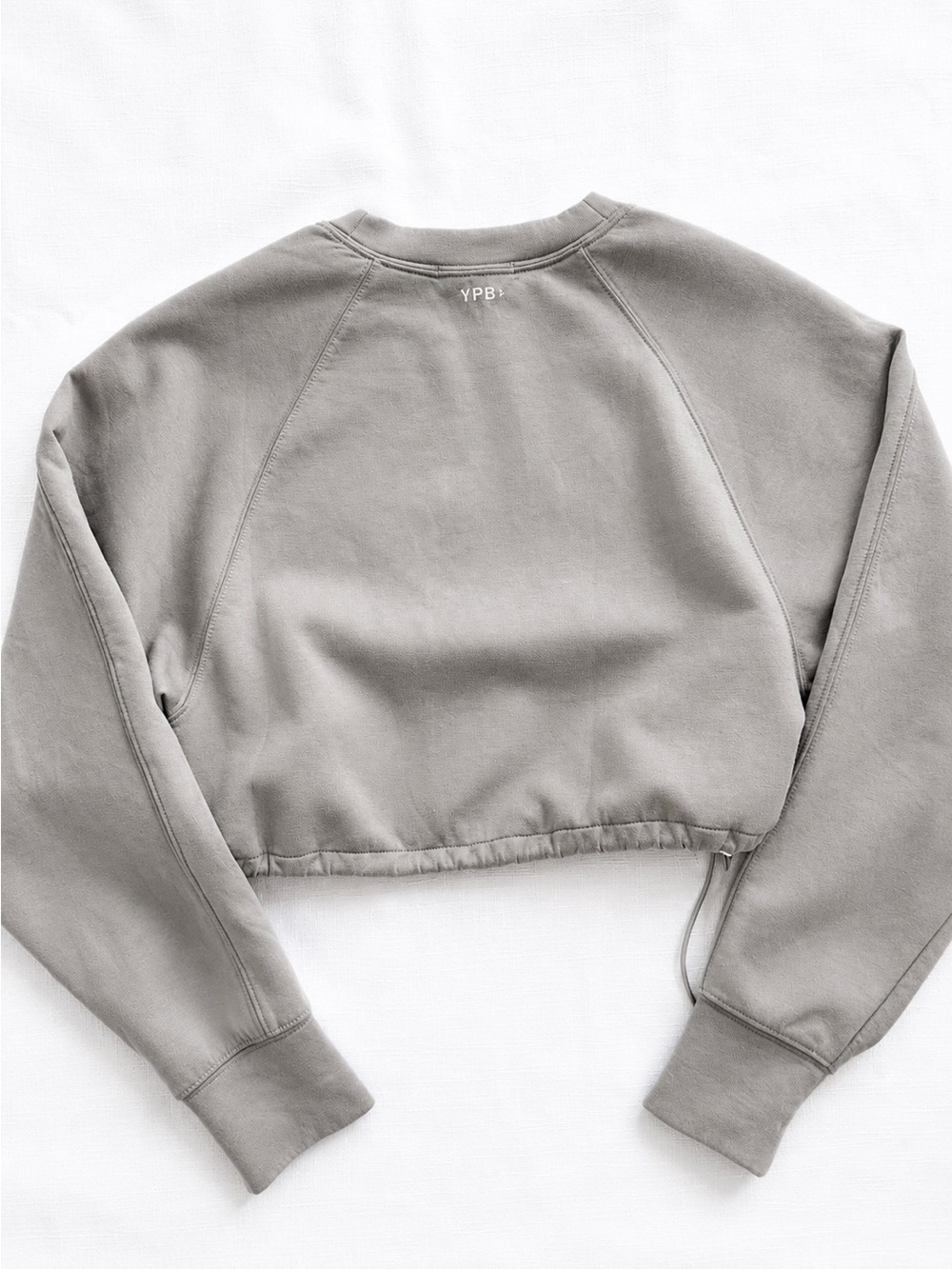 Abercrombie YPB Gray Cropped Drawstring Crewneck Sweatshirt Small Athletic - Picture 2 of 7